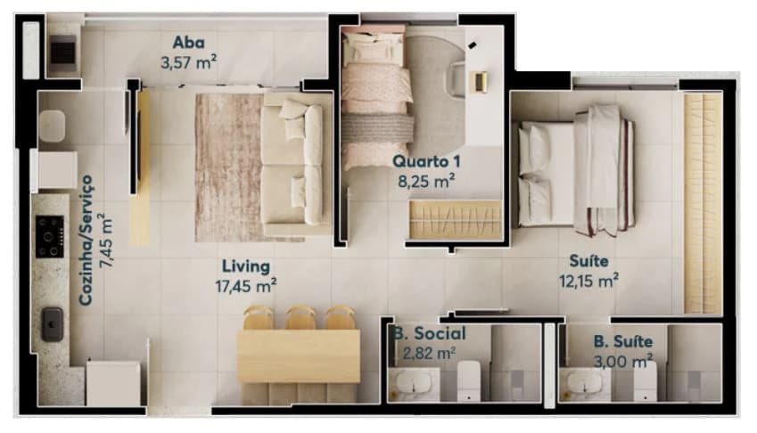 Planta 404B e 65 m² no Jardã by Palme