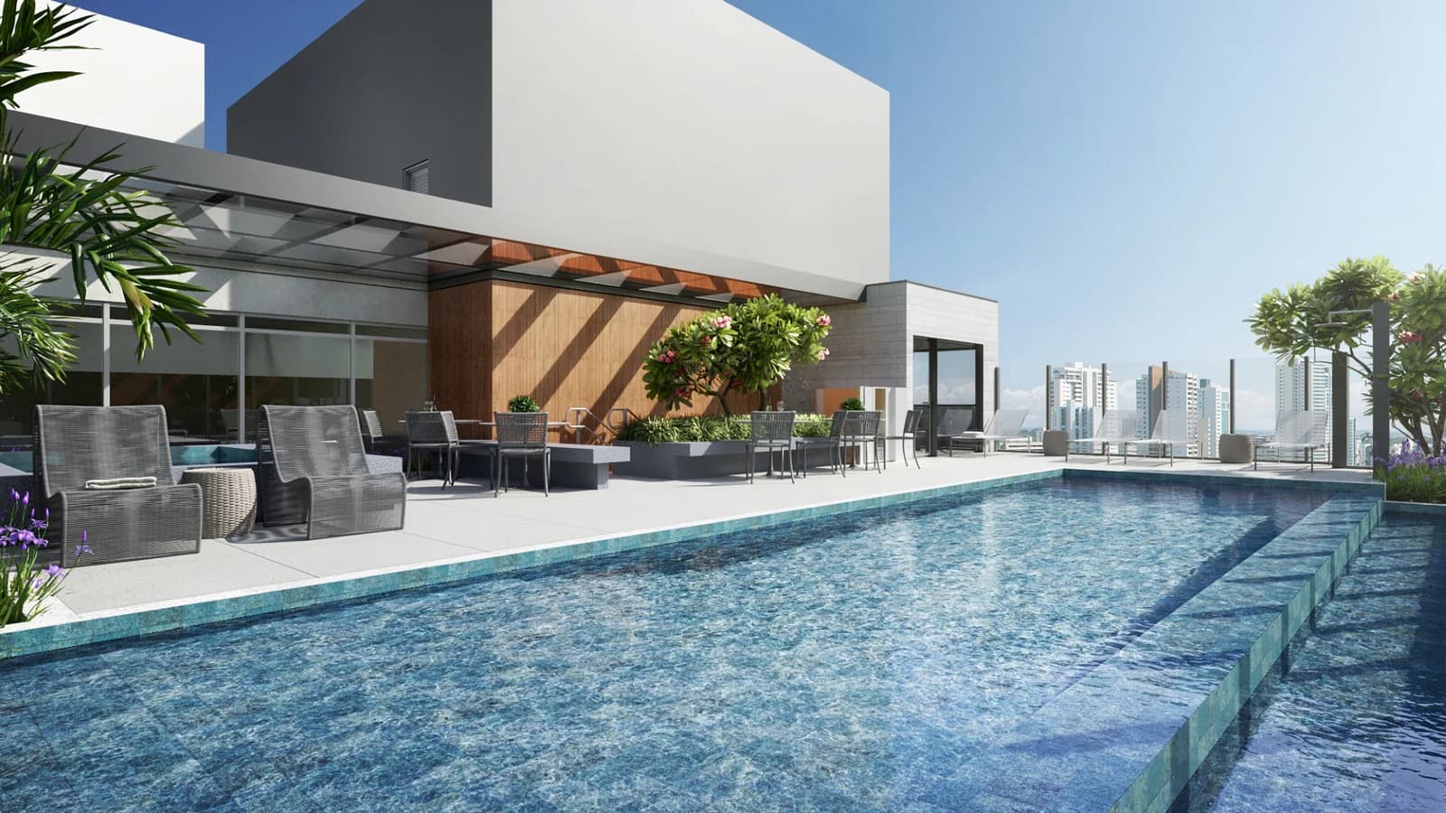 Piscina no 140 Wellness Marista, em Goiânia