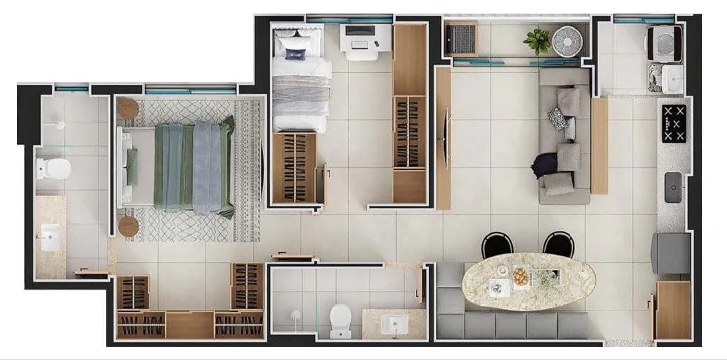 Planta 403A e 65 m² no Aurora Lago das Rosas