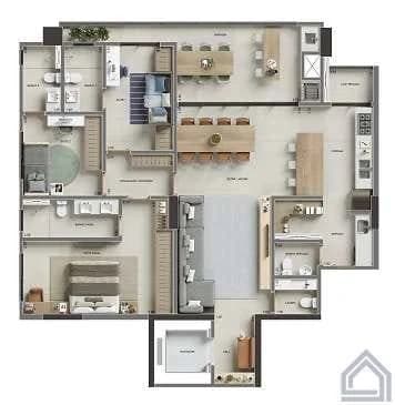 Planta 3 Quartos e 144 m² no Platz 36 by Brasal