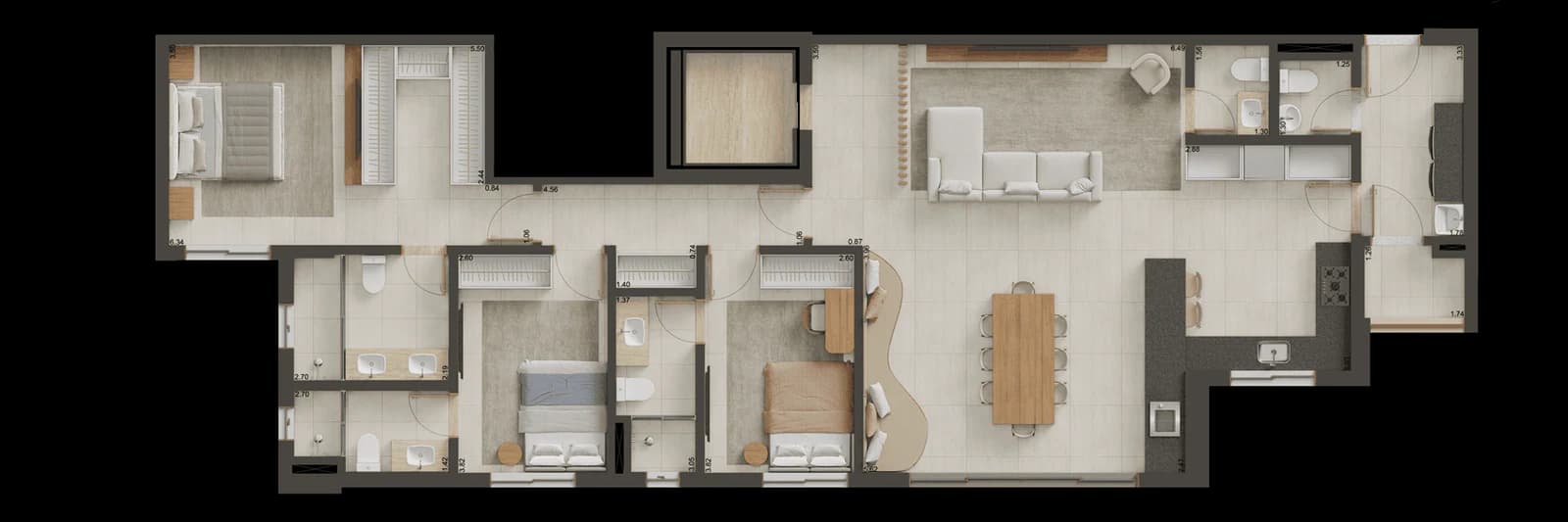 Planta 3 Quartos e 150 m² no Capadócia Marista