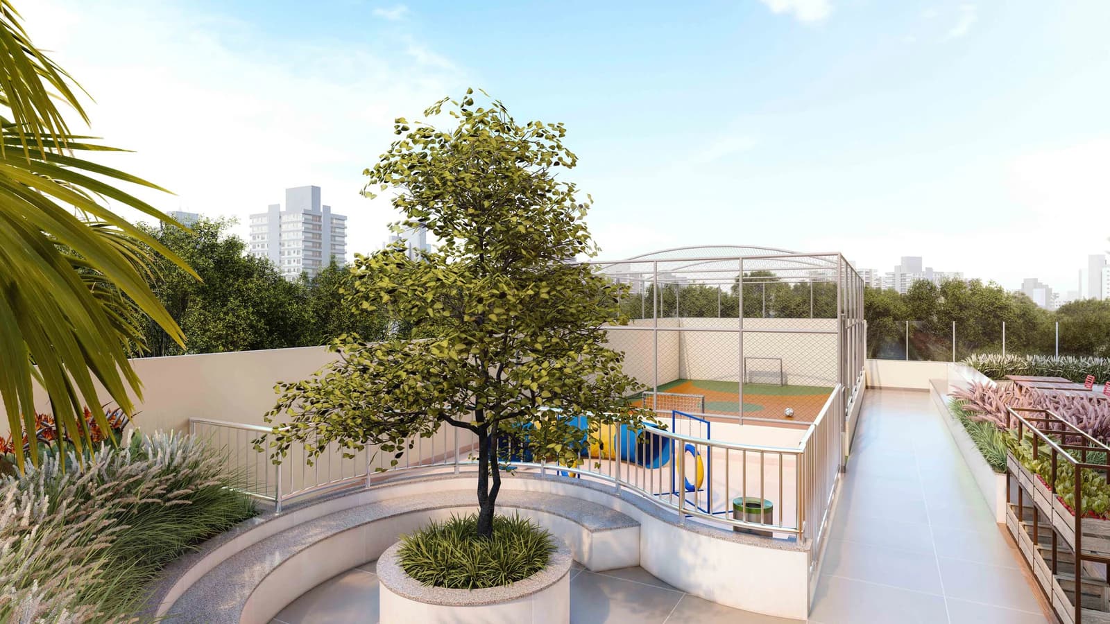 Terraco coletivo no Alto Areião Residencial, em Goiânia