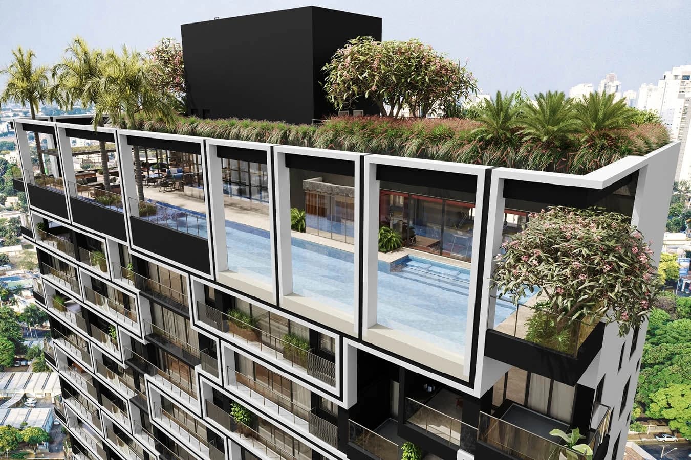 Voo de passaro no Opus Gyro Rooftop, em Goiânia