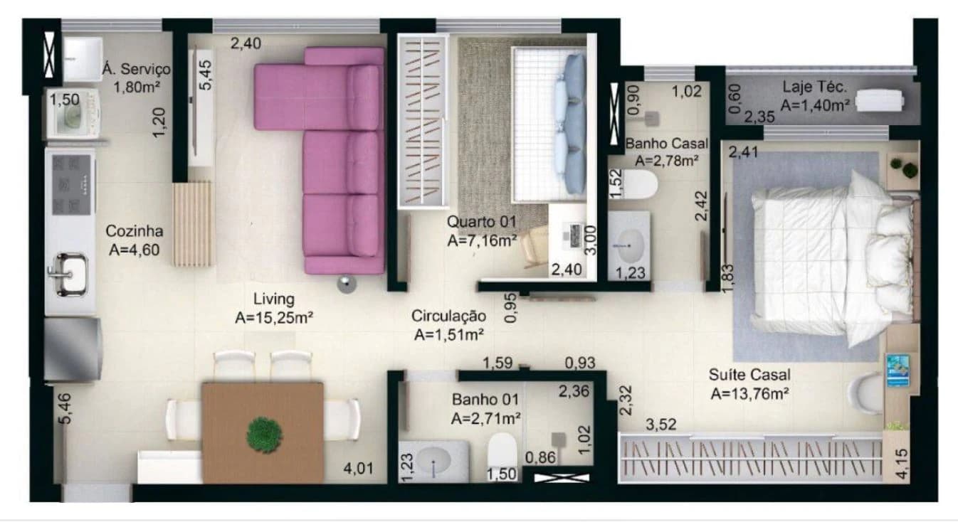 Planta 1403 e 61 m² no Katedral Sky Rooftop