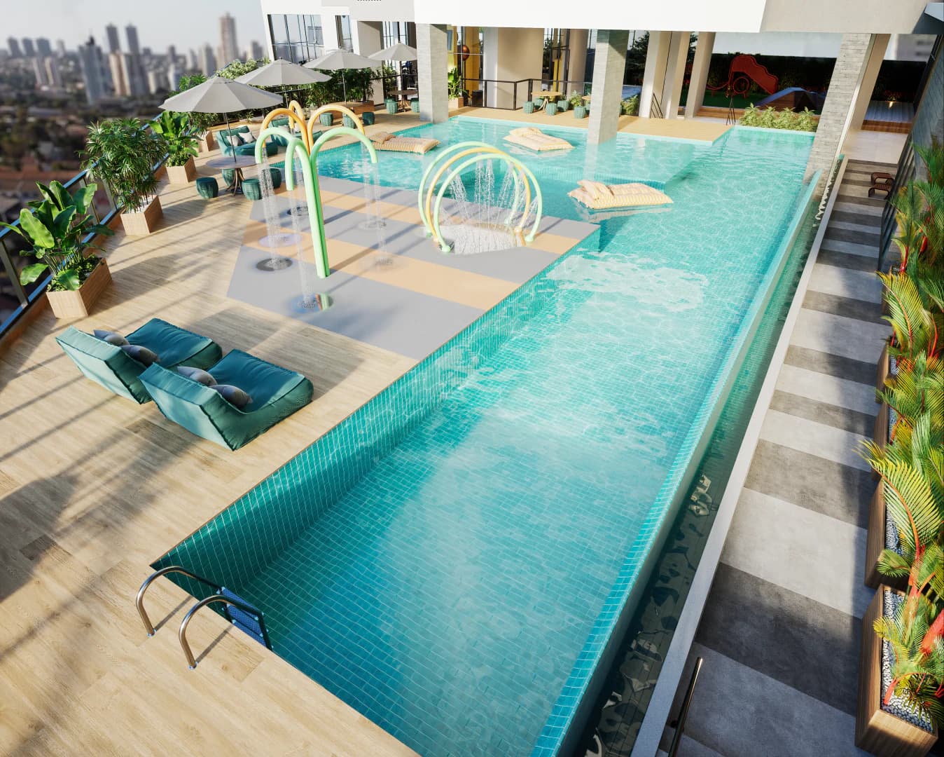 Piscina no B.Great Nova Suíça, em Goiânia