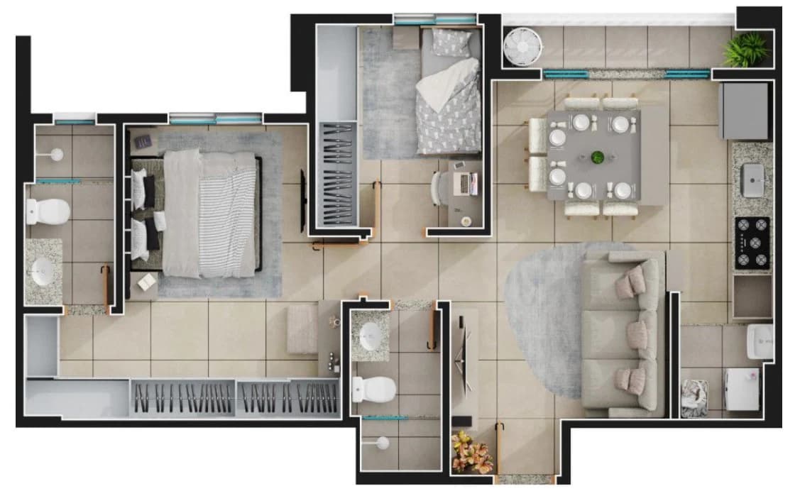Planta 2803B e 64 m² no Vistamérica
