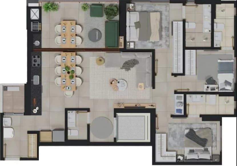 Planta 1804 e 126 m² no Elements Consciente