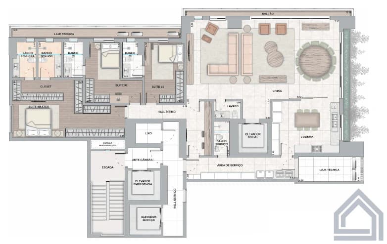 Planta 4 Quartos e 270 m² no Legacy City Home
