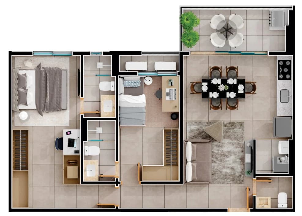 Planta 406 e 75 m² no Lago Areião