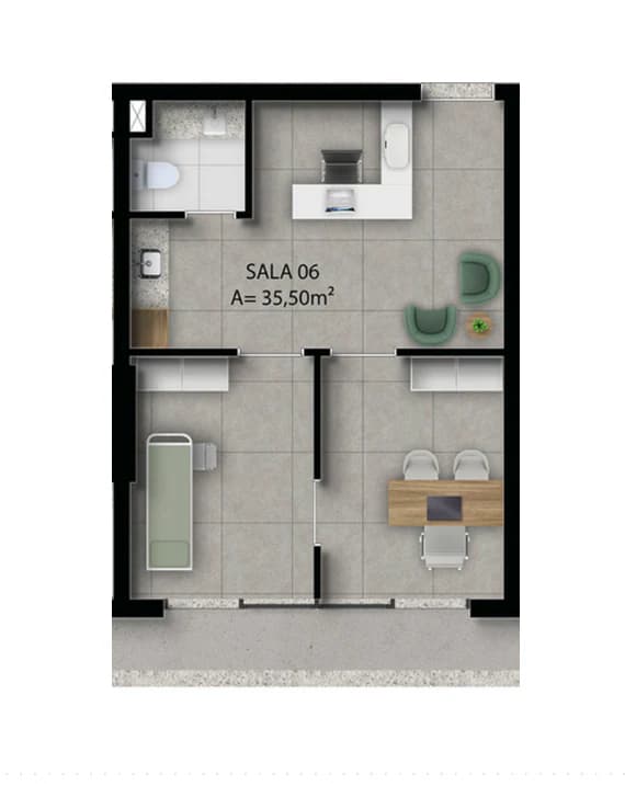 Planta Final 06 e 36 m² no Tonino Lamborghini Residences e Offices
