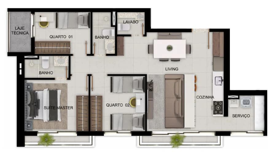 Planta 601 e 86 m² no Tempus by Palme