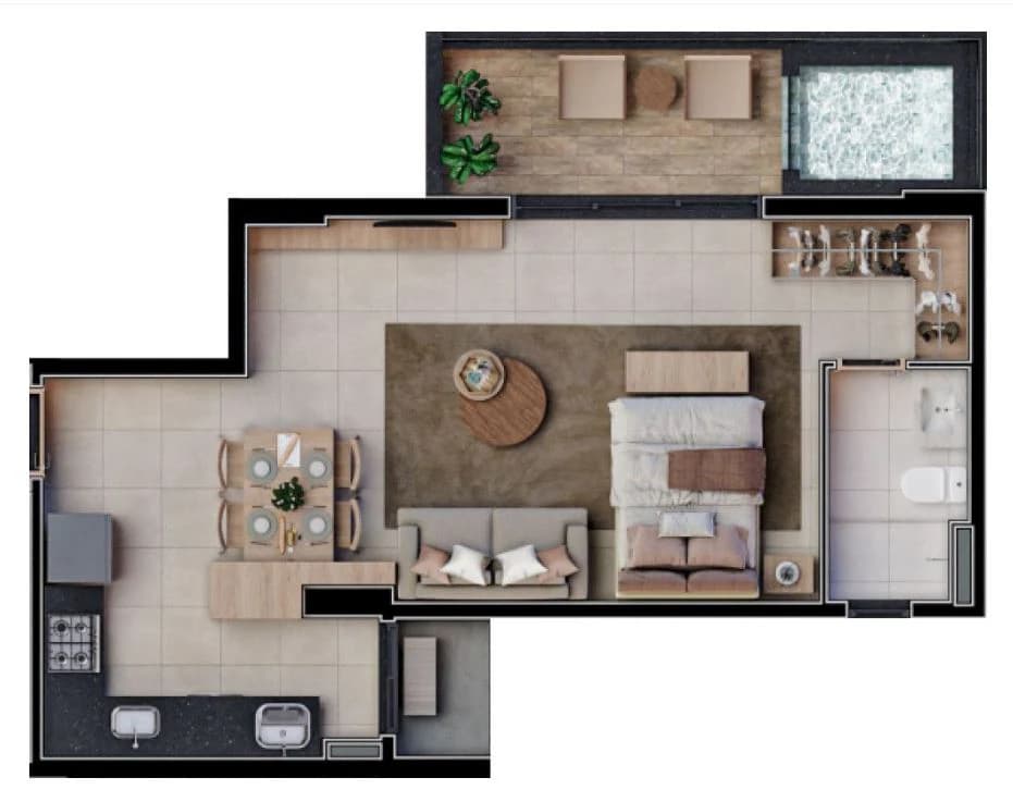Planta 403 e 53 m² no Vibe Marista