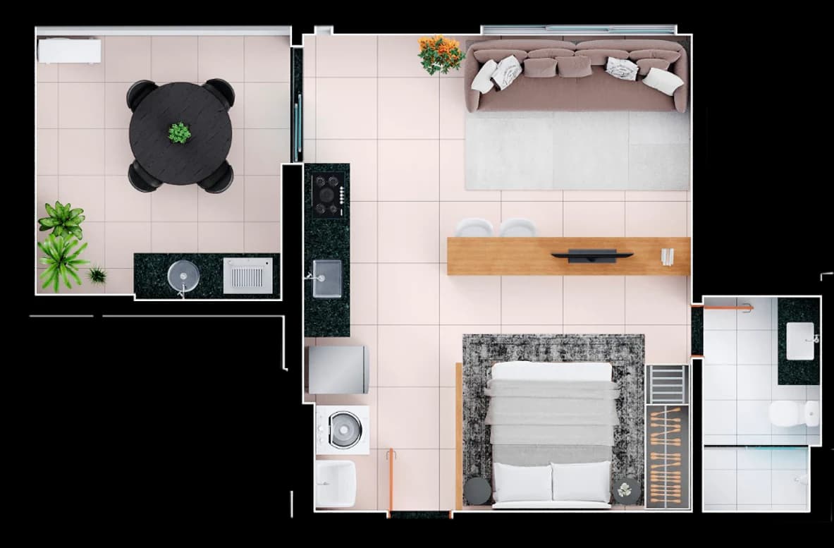 Planta 1608 e 52 m² no Residencial Ritmo Bueno