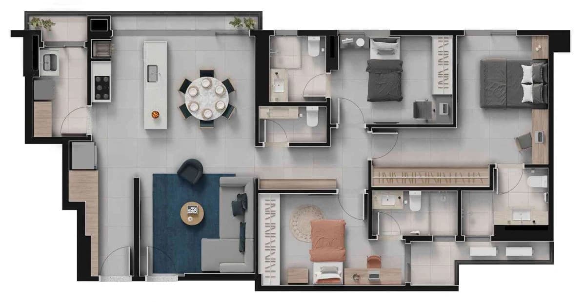 Planta 204 e 122 m² no Island Vaca Brava