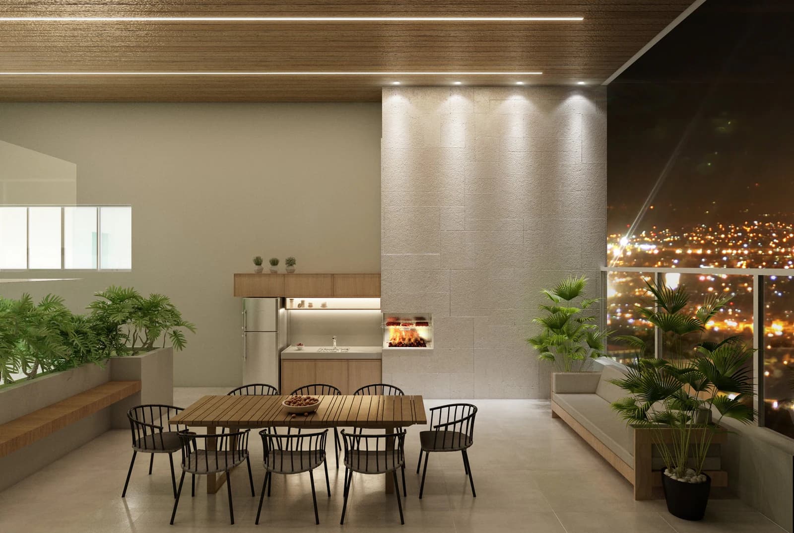 Espaco gourmet no Katedral Sky Rooftop, em Goiânia