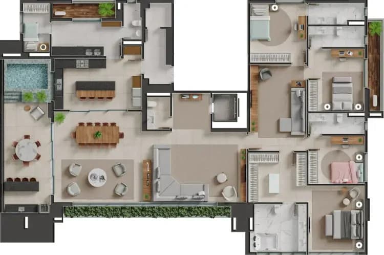 Planta 4 Quartos e 350 m² no Bauhaus Vaca Brava