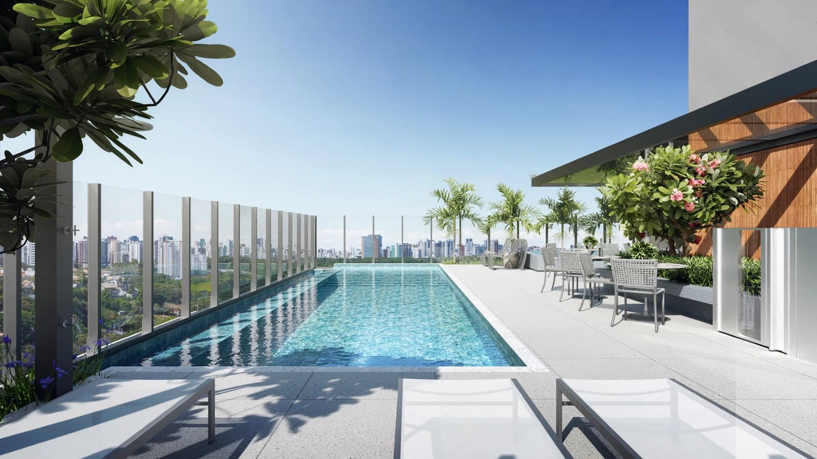 Piscina no 140 Wellness Marista, em Goiânia