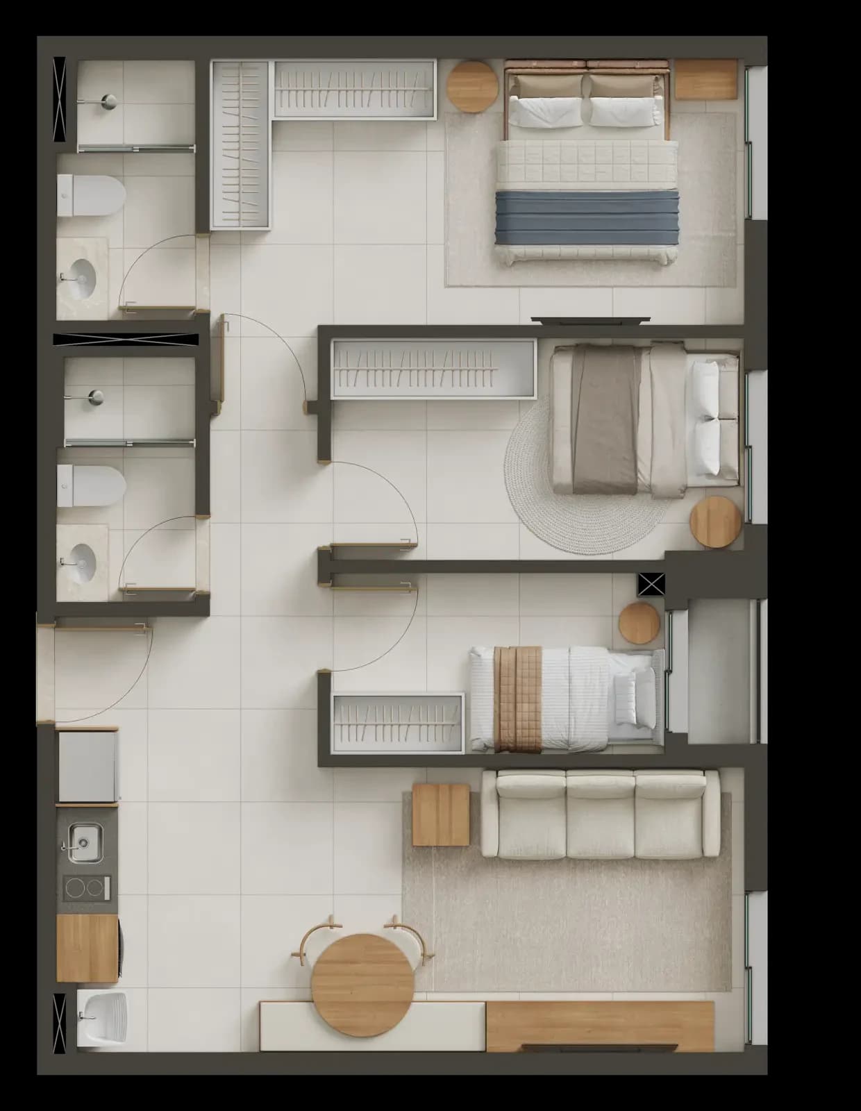 Planta 3 Quartos e 68 m² no Decô Ricardo Paranhos