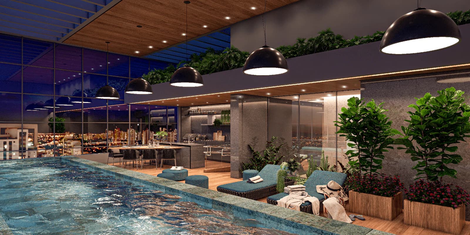 Piscina coberta no Lux Oeste - Residencial, em Goiânia