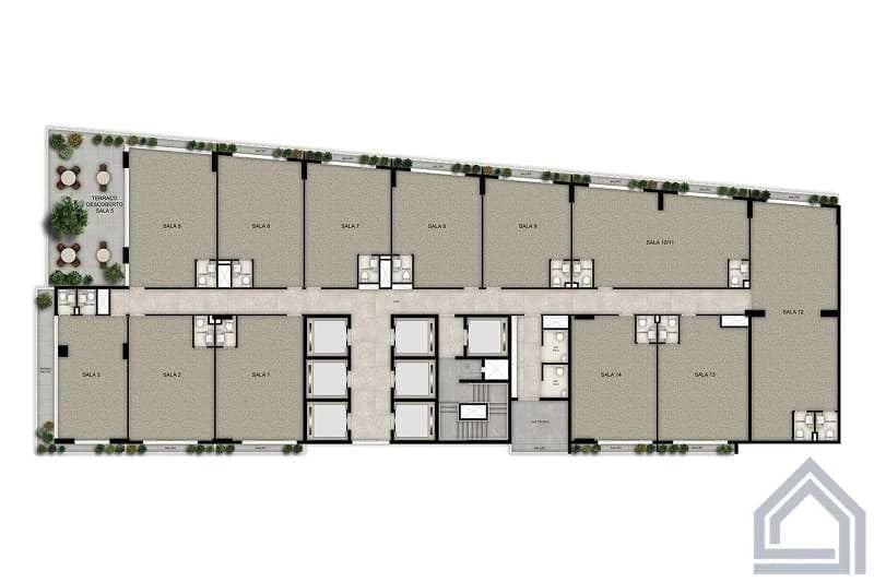 Planta Sala e 45 m² no Opus Geo Work 136