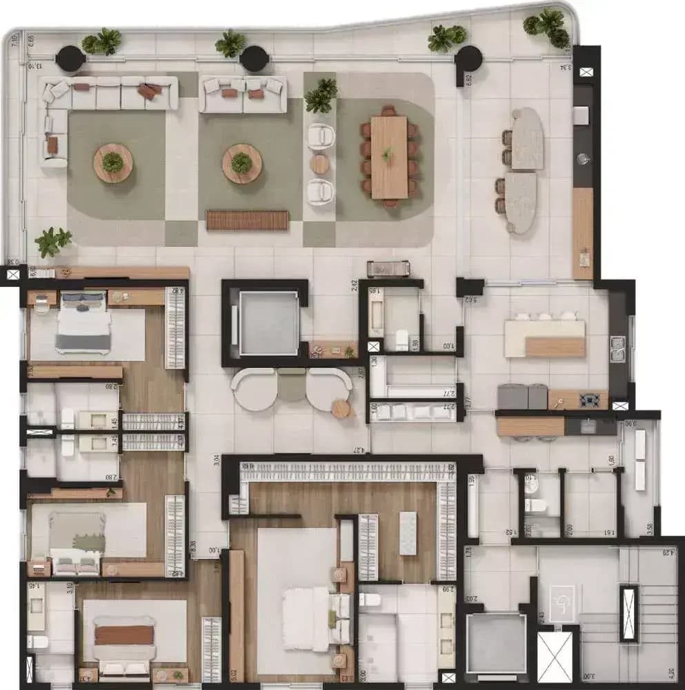Planta 4 Quartos e 352 m² no Casa Opus Marista