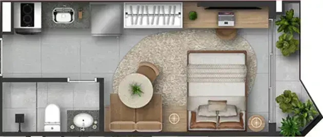 Planta Studio e 22 m² no Nomad Modern Life