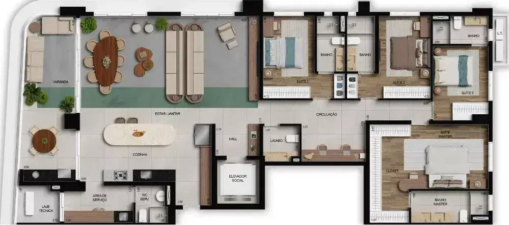 Planta 4 Quartos e 234 m² no Opus Ace Tennis Club