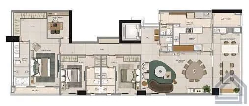 Planta 4 Quartos e 194 m² no Reserva Harbo