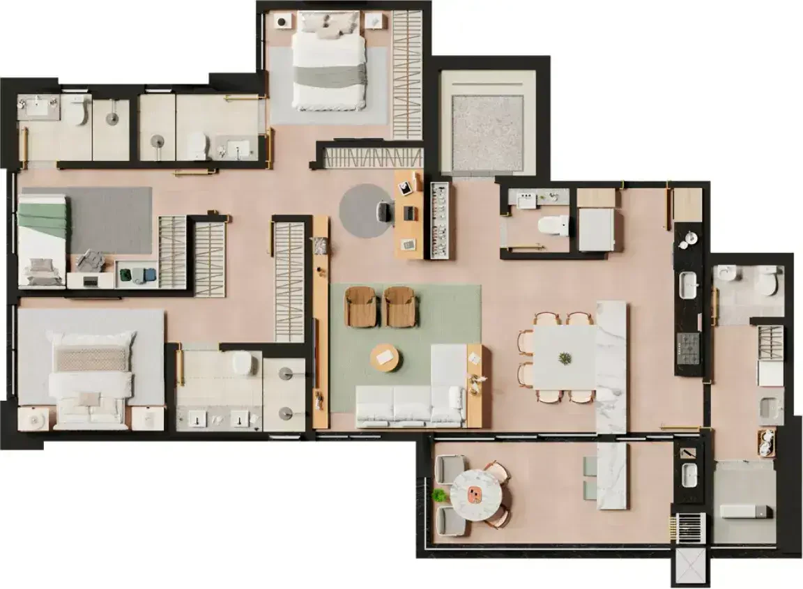 Planta 3 Quartos e 137 m² no Reserva 27 Consciente