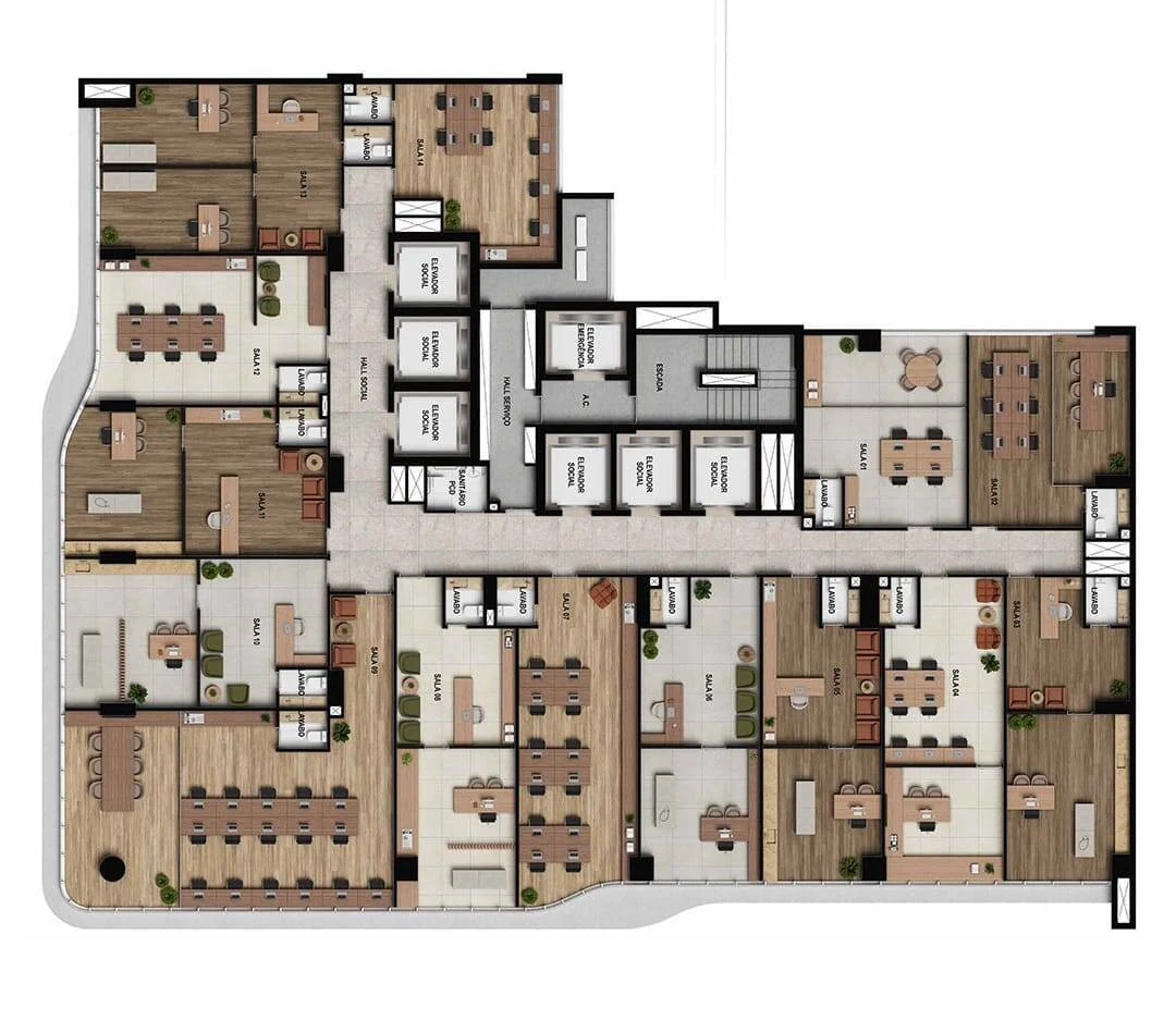 Planta Sala e 36 m² no Passeo Opus Offices