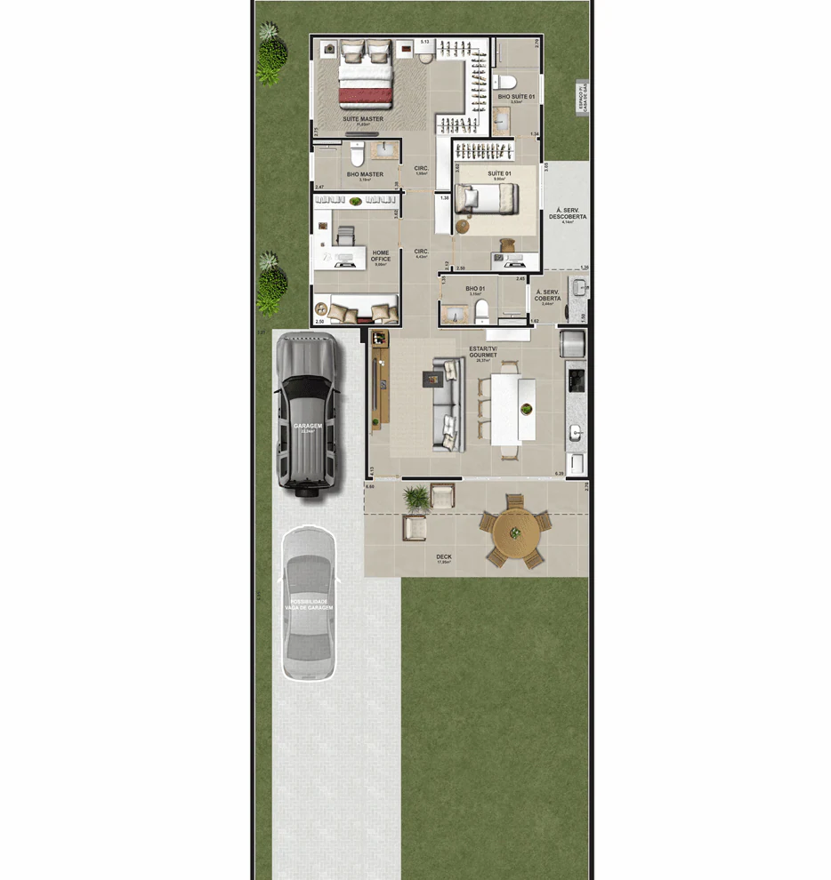 Planta 3 Quartos e 110 m² no Jardins Grécia