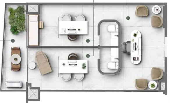 Planta Sala Comercial e 35 m² no Nurban Ecobusiness Design