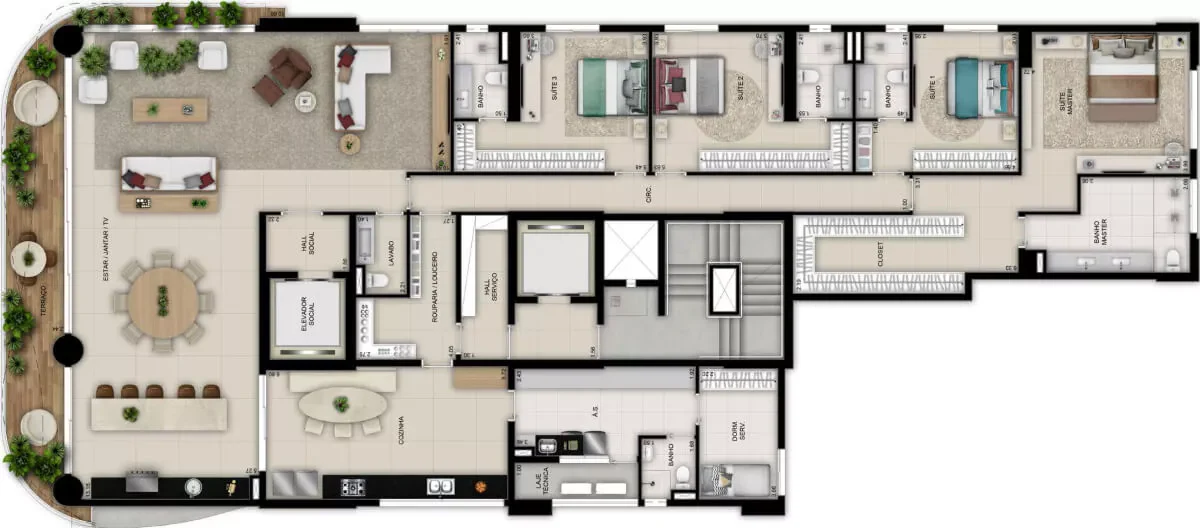 Planta 4 Quartos e 350 m² no Selena By Opus