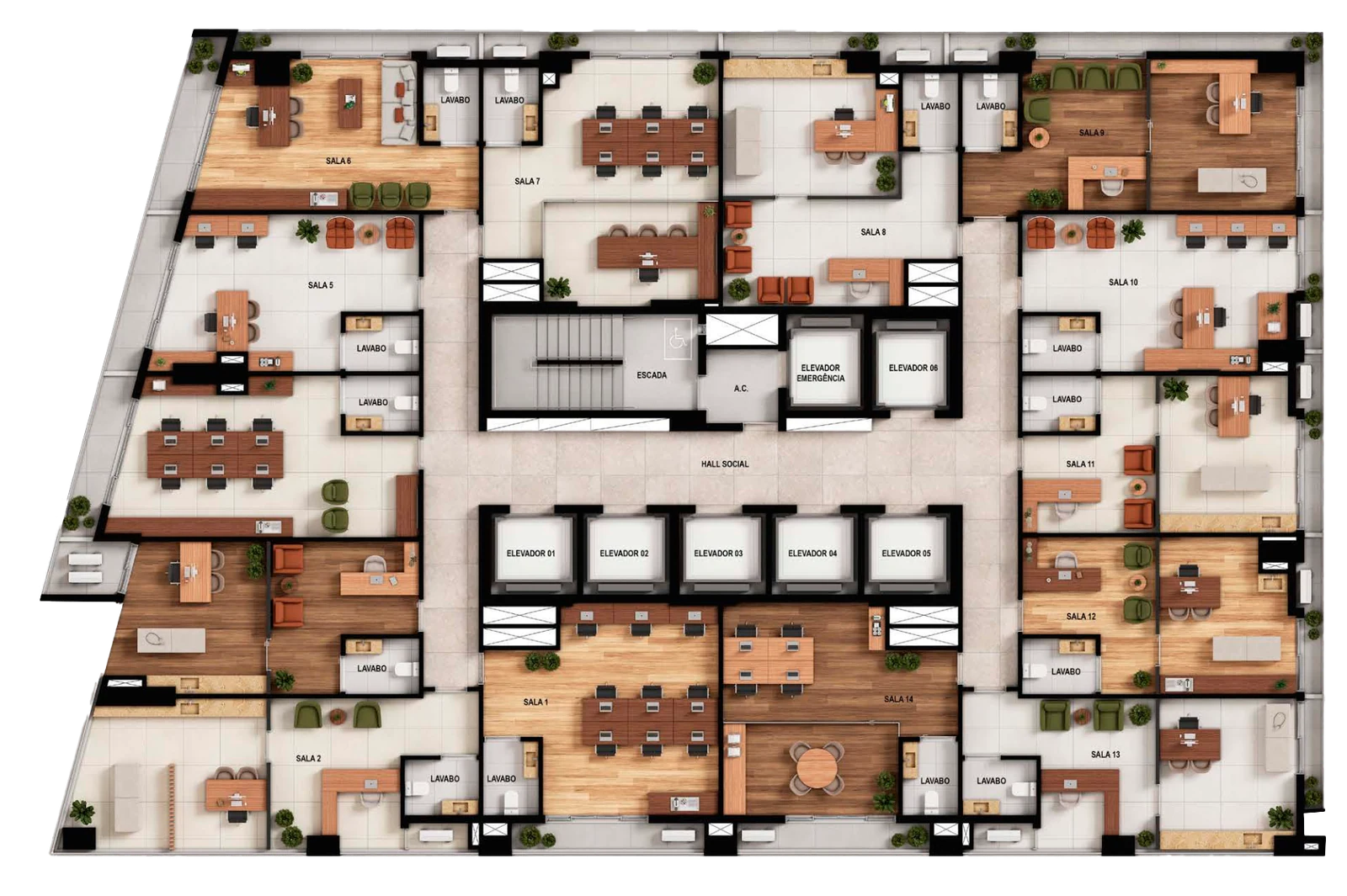 Planta Sala Comercial e 35 m² no Cidade Ybiti Offices