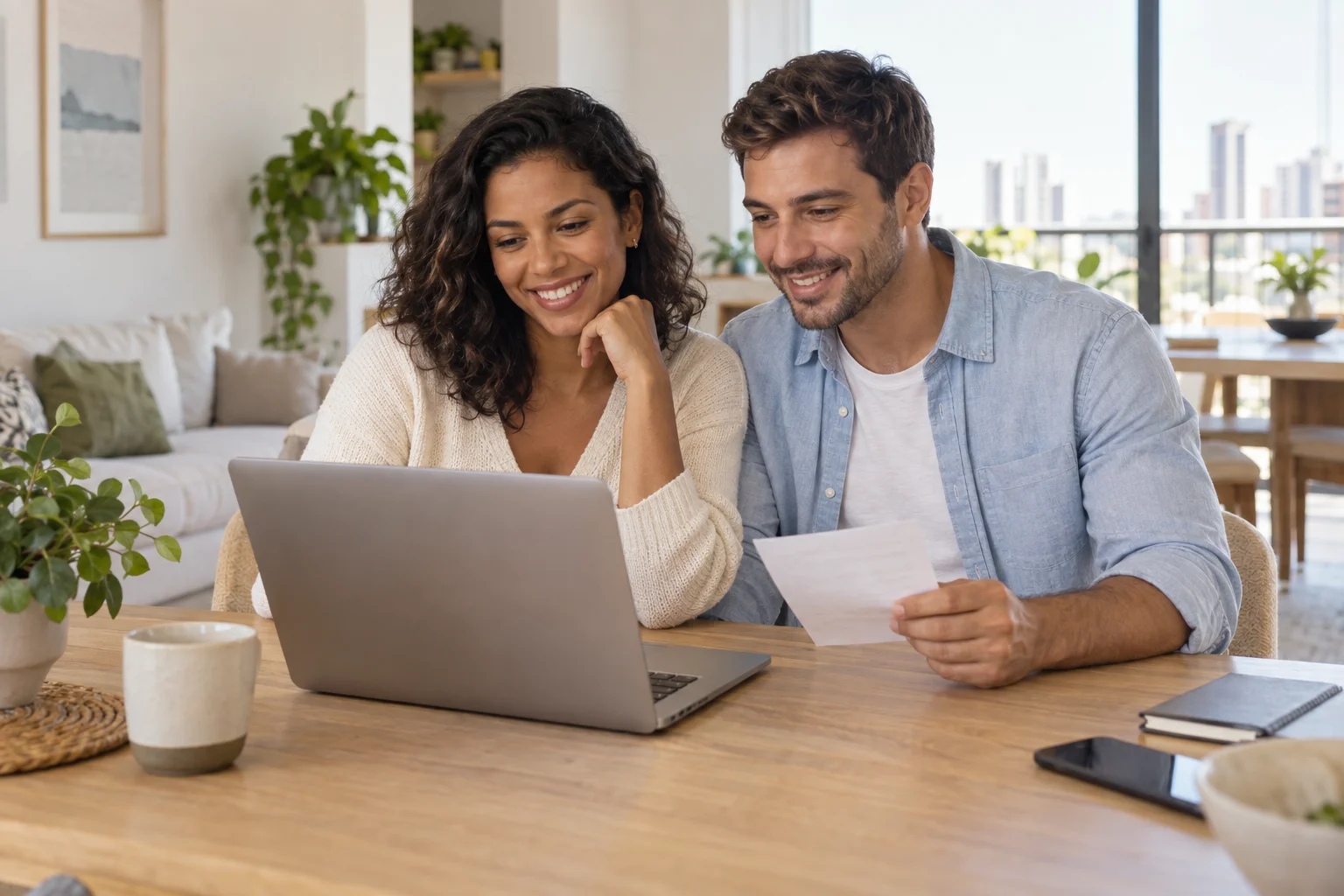 Imagem ilustrativa de um casal planejando a compra do imóvel