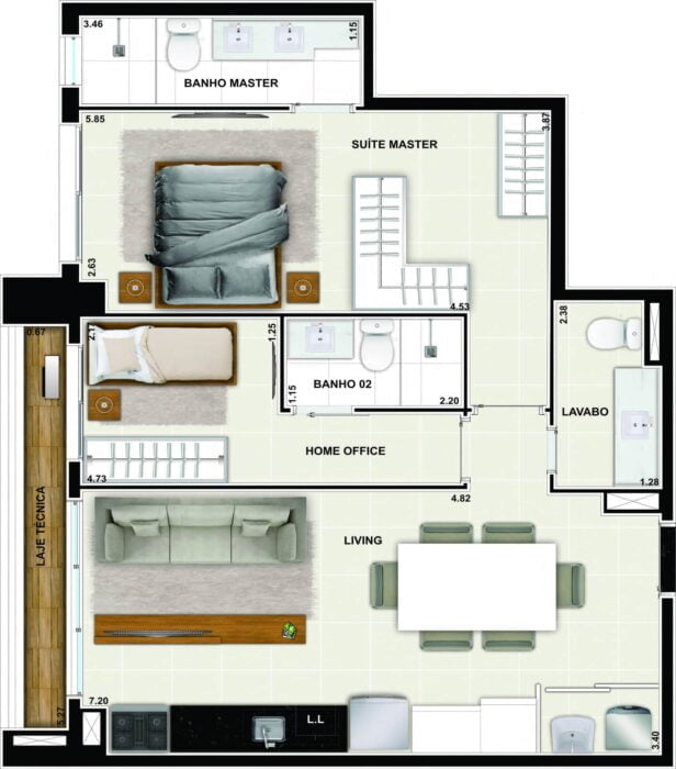 hub compact life planta tipo 72mts