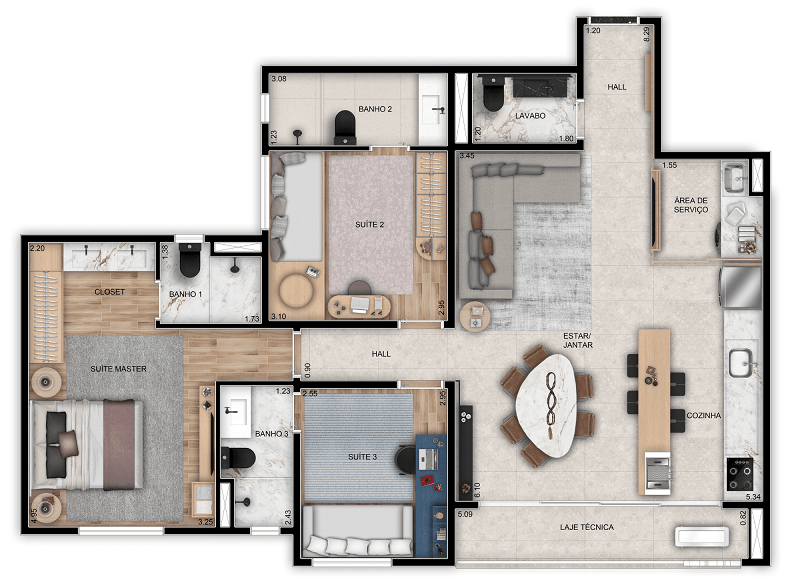 City Azure Compact Life, apartamentos na Rua 135, 231 - Seto