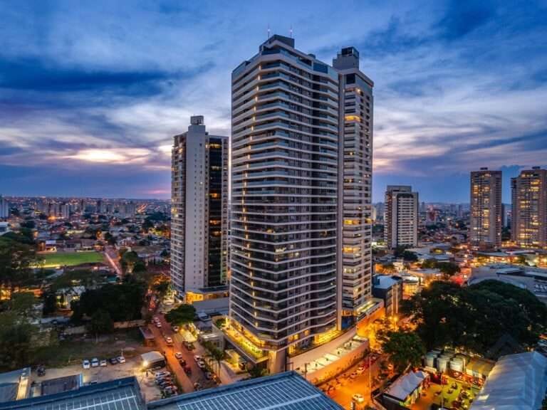 residencial trya by opus fachada noturna