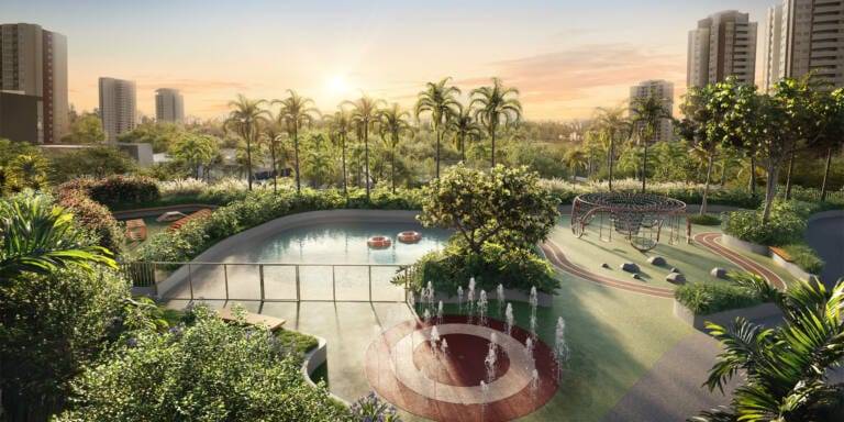 espaço pet + piscina infantil + praça das águas + playground